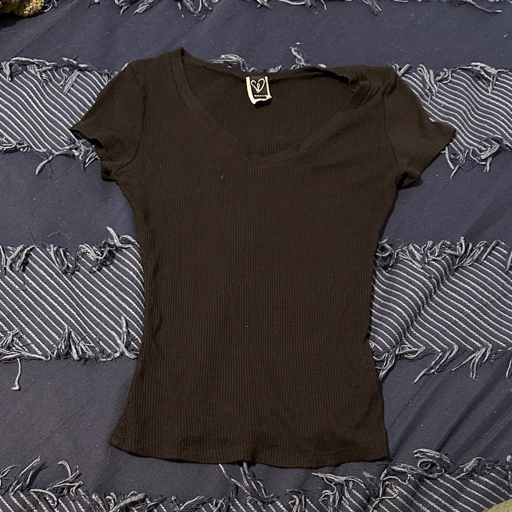 Windsor Black Ribbed Short Sleeve Top